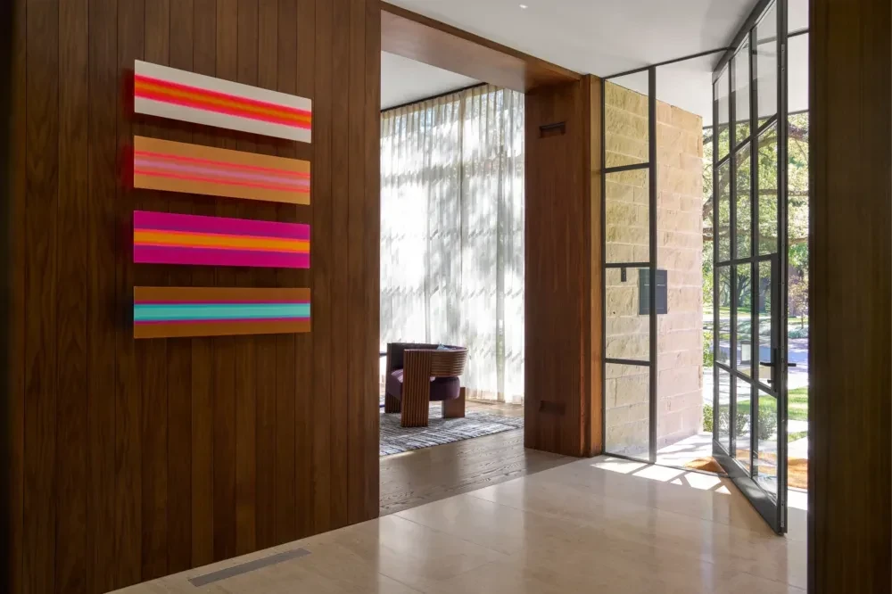 Finished Lexington Ave walnut millwork in architectural context