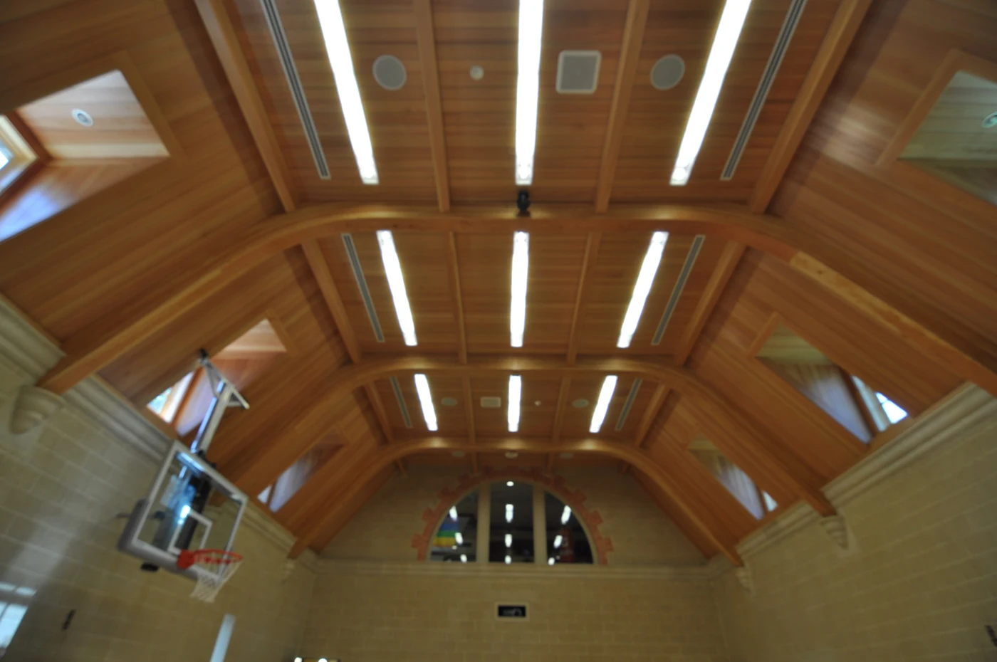 Hunt Residence indoor basketball court custom linear luminaires